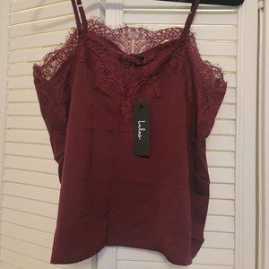 NWT Lulu's Maddox Satin Lace Cami Top